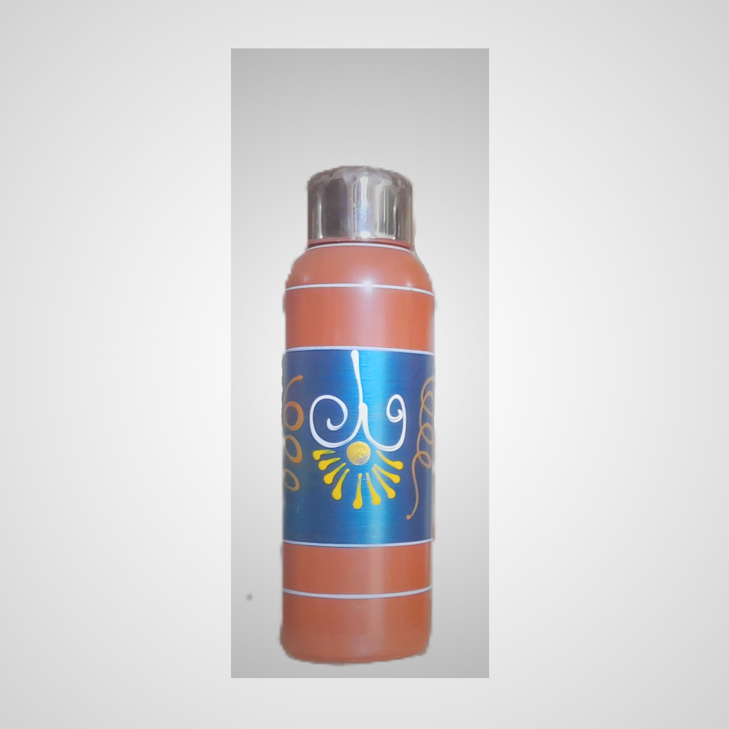 Earthenware Clay Water Bottle- Blue Design