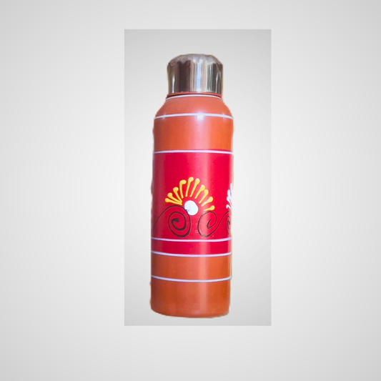 Earthenware Clay Water Bottle- Red Design